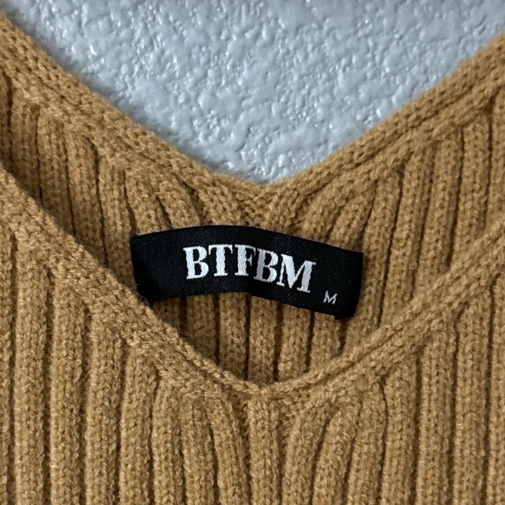 BTFBM adorable tan colored tank sweater dress - Picture 3 of 4